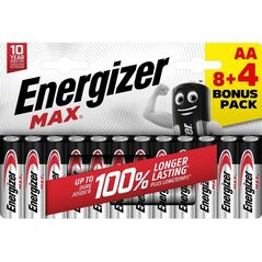 Energizer Max AA, Μπαταρία μιας χρήσης, AA, Αλκαλική, 12 τεμ., 10 έτη, 167 mm