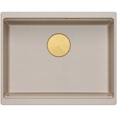 LOGAN 100 GraniteQ νεροχύτης pearl beige 56x45x21,5 cm 1-θέσιος υποκαθήμενος με χειροκίνητο σιφόνι χρυσό
