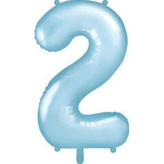 Party Deco Balon foliowy cyfra 2, jasnoniebieski, 86 cm uniwersalny