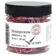 Συνδετήρες γραφείου Victory Office Product 28MM 150 τεμ. Στρογγυλά παστέλ σκούρο ροζ μικρό βάζο