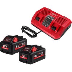 Σετ M18 HNRGO4-802 (διπλός φορτιστής M18 DFC + 2 τεμ., μπαταρίες M18 HB8) MILWAUKEE