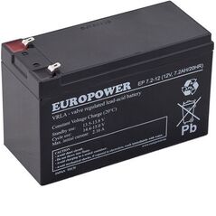 EUROPOWER EMU BATTERY 12V 7.2AH VRLA/EP7.2-12 T2