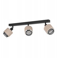 Φωτιστικό σποτ EGLO ROSLEY, 3xE27, μέγιστο 3x40 W, μαύρο/φυσικό λινό, 43x9x18.5cm