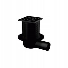 Αποστράγγιση ALCA APV31BLACK, με μαύρη σχάρα NP, 105 x 105 mm, DN50, οριζόντια