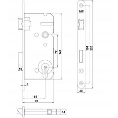 ΚΥΛΙΝΔΡΟΣ ΚΛΕΙΔΑΡΙΑΣ MORTISE Z7ABP 72/55 ΔΕΞΙΑ W ZN