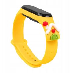 Λουράκι Strap Xmas για Xiaomi Mi Band 3 / 4 χριστουγεννιάτικο σιλικόνης βραχιόλι με σπίτι - κίτρινο