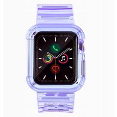 Σετ λουράκι σιλικόνης, βραχιόλι, θήκη Strap Light για το ρολόι Apple Watch 40 mm - μωβ