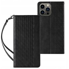 Θήκη Magnet Strap για iPhone 13 Pro πορτοφόλι + mini λουράκι μαύρο