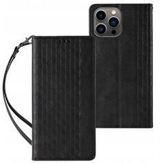 Θήκη Magnet Strap etui για iPhone 12 Pro πορτοφόλι κάλυμμα + mini λουράκι μαύρο