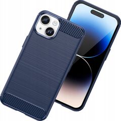 Θήκη Carbon etui iPhone 14 εύκαμπτη ζελατινώδης θήκη για πίσω μπλε