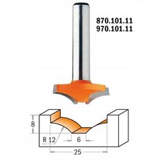 CMT HM CUTTER R=12 D=25 d=6 I= 8 S=8... DECORATIVE.