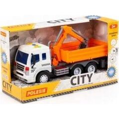 Polesie Polesie 96005 "City", samochód burtowy z koparką inercyjny, ze światłem i dźwiękiem, pomarańczowy w pudełku