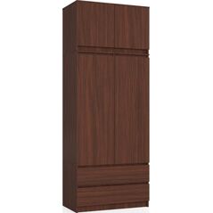 Fabryka Mebli Akord SZAFA Z NADSTAWKĄ S 90 cm 2 DRZWI 2 SZUFLADY WENGE
