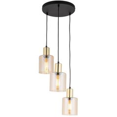 TK Lighting Sierra 6667 lampa wisząca zwis 3x15W E27 złota/bursztynowa