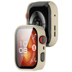 Etui ze szkłem do zegarka Bizon Case+Glass Watch do Huawei Watch Fit 4 Pro beżowe