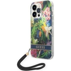 Guess Etui Guess do iPhone 14 Pro Max 6,7" niebieski/blue hardcase Flower Strap