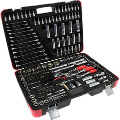 Geko Zestaw profesjonalnych kluczy nasadowych 216el. 1/4" 3/8" 1/2" 25GW (1)