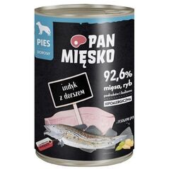 Karma dla psa o wysokiej zawartości mięsa - Pan Mięsko Indyk z dorszem 400g