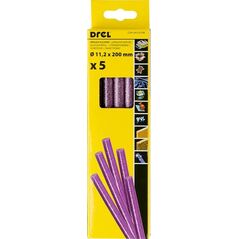 Wkłady klejowe Drel Wkład klejowy 11.2x200mm fioletowy brokatowy 5szt. (CON-GKS-61208)
