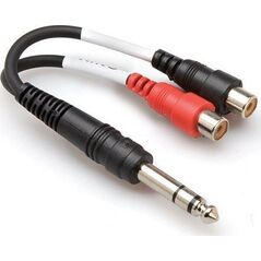 Kabel Hosa Jack 6.3mm - RCA (Cinch) x2 0.1m czarny (YPR-102)