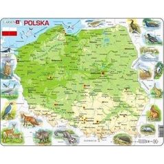 Larsen Układanka Mapa Polska fizyczna zwierzęta Maxi