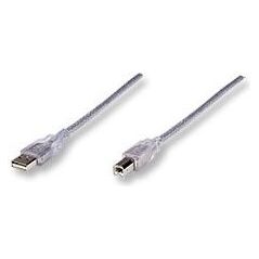 Kabel USB Manhattan USB-A - USB-B 1.8 m Srebrny (333405)