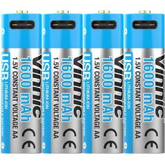 Επαναφορτιζόμενη Μπαταρία Vinnic Akku AA USB Type-C, 4 τεμ.