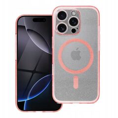 Θήκη CLEAR MAG COVER με προστασία κάμερας συμβατή με MagSafe για IPHONE 15 pink glitter