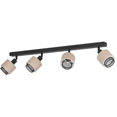 Spot light EGLO ROSLEY, 4xE27, max 4x40 W, black/natural linen, 75x9x18.5cm
