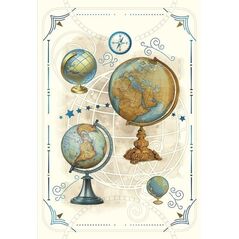 Karnet 12x18cm + koperta Globusy