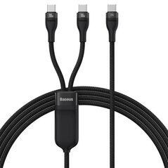 Baseus Καλώδιο USB 2σε1 Flash Series USB-C σε USB-C 100W, 1.5m Μαύρο (CASS060001) (BASCASS060001) έως 12 άτοκες Δόσεις