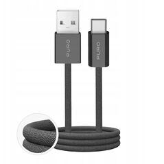 Καλώδιο Puro Fabrik 2.0 10W USB-A - USB-C με πλέξη 1,5 μ - σκούρο πράσινο