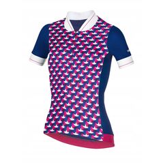Γυναικεία μπλούζα ποδηλασίας RH+ Preppy W FUCSIA/DARK BLUE/WHITE - L