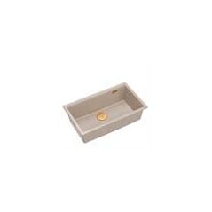 LOGAN 110 GraniteQ νεροχύτης pearl beige 76x45x23,5 cm 1-θέσης εντοιχισμένος με χειροκίνητο σιφόνι χάλκινος