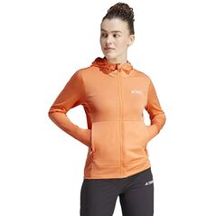 Γυναικεία μπλούζα πεζοπορίας adidas TERREX Xperior Light Fleece Hooded Jacket - amber tint