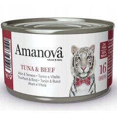 Amanova Κοτόπουλο Τόνος & Βοδινό με ζωμό κονσέρβα 70g