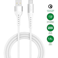 Καλώδιο 4smarts USB-A σε USB-C PrimeCord 18W 1,5m, λευκό