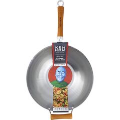 Ken Hom Excellence, Στρογγυλό, Γουόκ/Τηγάνι για Ανακάτεμα, Ατσάλι, Ξύλο, Ανθρακούχο ατσάλι, 36 εκ.