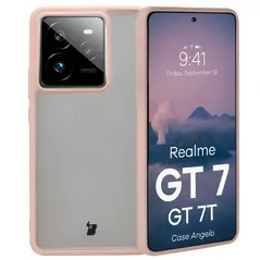Etui Bizon Case Angelo do Realme GT 7 / 7T półprzezroczyste z różową ramką
