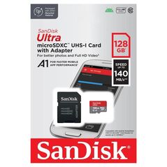 Κάρτα μνήμης Micro SDXC C10 UHS-I SanDisk Ultra 140MB/s 128GB + 1 ADP 619659200558 619659200558 έως και 12 άτοκες δόσεις