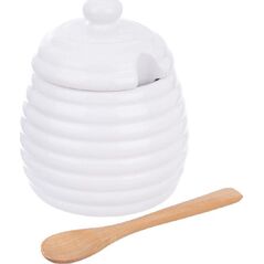 Orion Pojemnik porcelanowy na MIÓD do miodu z pokrywką i łyżeczką 340 ml