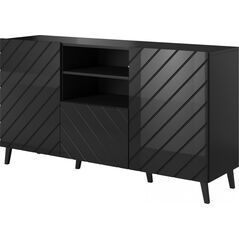Cama Meble Komoda ABETO 150x42x82 czarny/czarny połysk