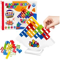 Gra Zręcznościowa Balansująca Wieża Klocki 22 Karty 16 Klocków LEAN Toys