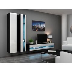 Cama Meble Regał VIGO NEW 180/40/30 czarny/biały połysk