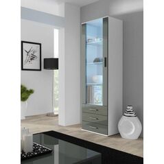 Cama Meble Witryna SOHO S1 biały/ szary połysk