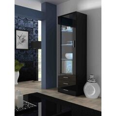 Cama Meble Witryna SOHO S1 czarny/ czarny połysk