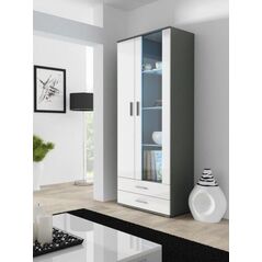 Cama Meble Witryna SOHO S6 2D2S szary/ biały połysk