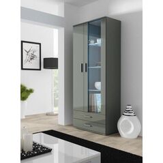 Cama Meble Witryna SOHO S6 2D2S szary/ szary połysk
