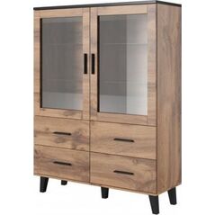 Cama Meble Witryna LOTTA 120 2D4S wotan + czarny mat