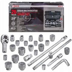 Zestaw narzędzi 26el. 3/4" 1" (12-kątnych)